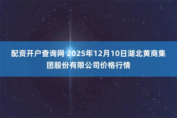 配资开户查询网 2025年12月10日湖北黄商集团股份有限公司价格行情